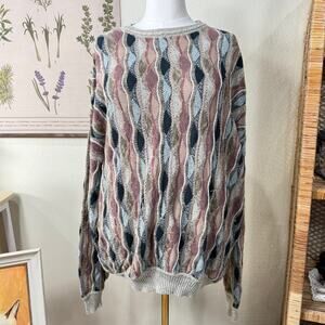 Vintage 80s 90s St Croix 3D Knit Pullover Sweater Biggie Cosby Grandpa Retro XL